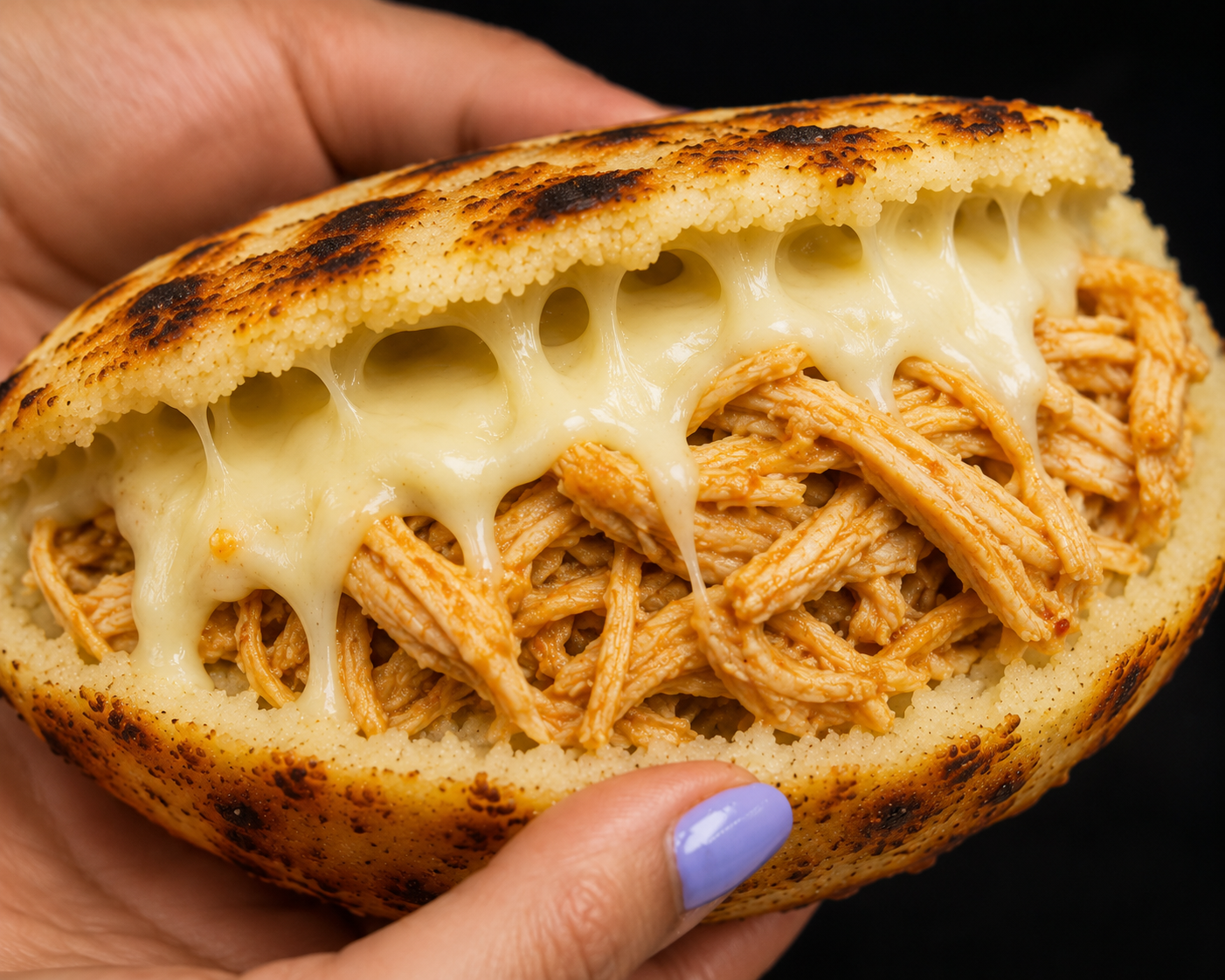 Arepa rellena de queso y pollo